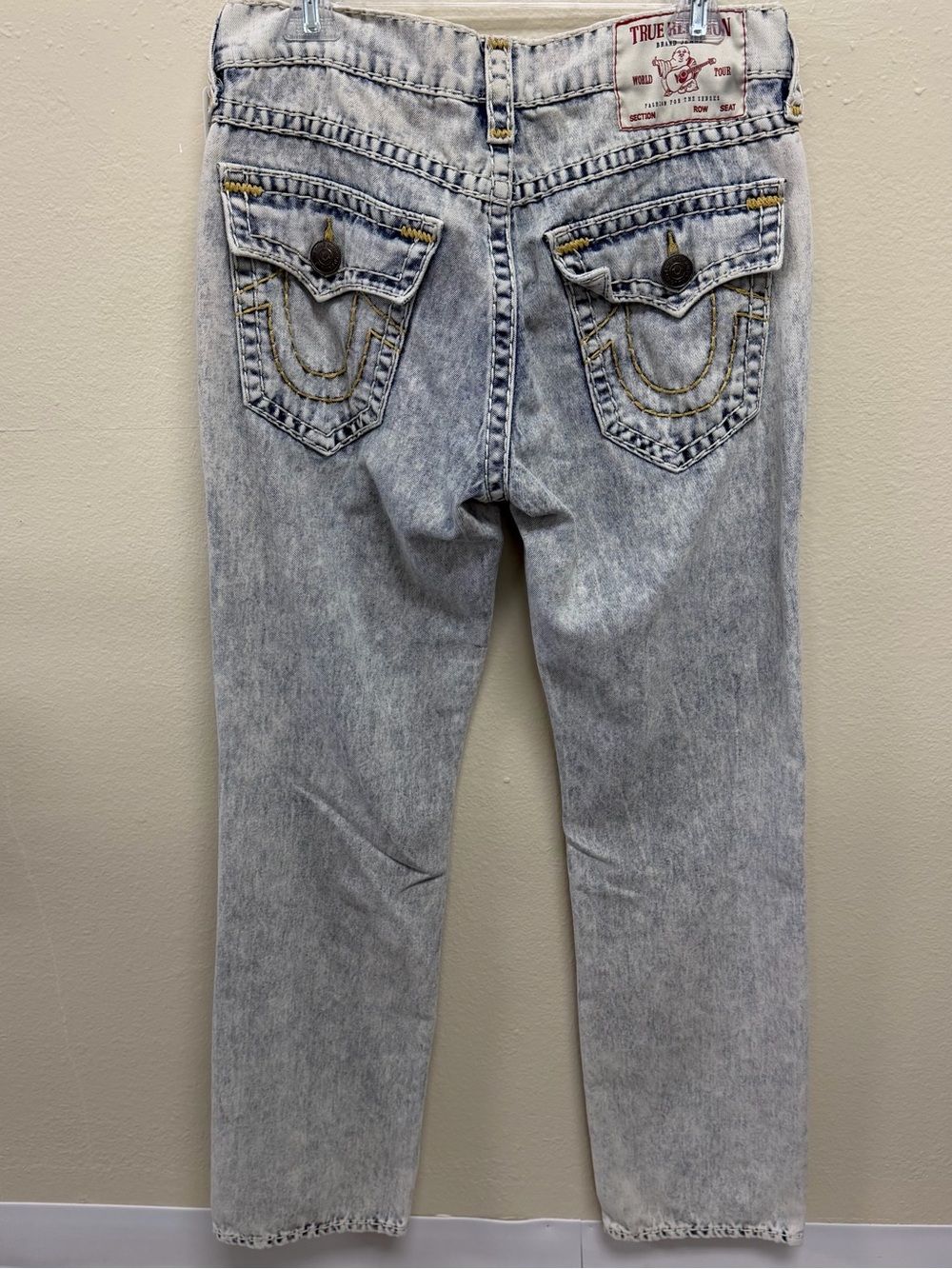 True Religion Ricky Relaxed Straight Jeans - Light Blue & White
